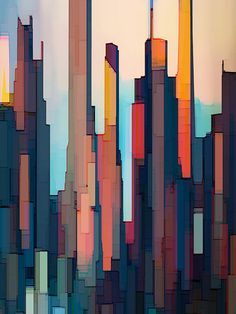 an abstract cityscape with skyscrapers in the background