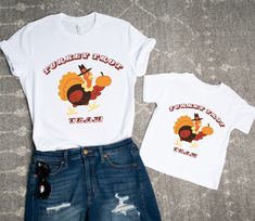 This matching family set, including T-shirts for toddlers, older children, and coordinating outfits for mom and dad, is perfect for celebrating Thanksgiving together. It is also the ideal gift for families, adding a touch of festive charm and creating cherished memories of their holiday season as a family. ♥PRODUCTION TIME: 1-5 days (usually 2-3 days) ♥SHIPPING TIME: 2-5 days (usually 3 days) ♥PRODUCT DESCRIPTION: Bella Canvas Unisex T-shirt Super soft cotton and excellent quality print makes. 1 Thanksgiving Shirts For Mom And Dad, Outfits For Mom, Pumpkin Family, Family Tshirt, Turkey Pumpkin, Coordinating Outfits, Thanksgiving Family, Fall Gifts, Family Set