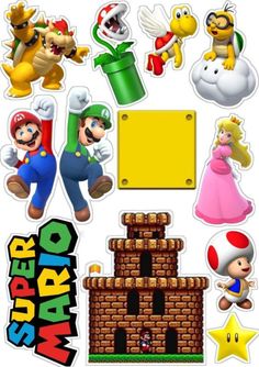 super mario stickers are displayed on a white background