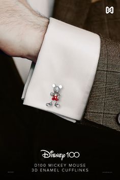 In honor of Disney's 100th Anniversary, these cufflinks pay homage to Disney's favorite mouse with his iconic smile. Brilliantly crafted in 3D out of sterling silver and enamel, Mickey Mouse comes to life wearing his signature red shorts. Designed with a fixed round backing that features a Disney 100 logo on the reverse side. These are a limited item for 2023. Officially licensed by Disney. #disney #mickey #mickeymouse #disneyoutfit #disneyaddict #disneylifestyle #disneymerchandise Disney 100th Anniversary, 100 Logo, Men Ties, Disney 100, Disney Favorites, Disney Disney