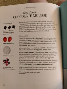 an open book with pictures of chocolates and other things on it's page