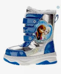 the children's frozen princess boots are blue and silver