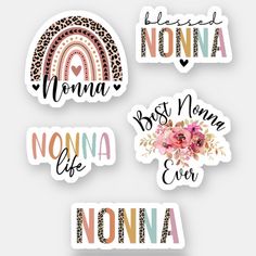 four different stickers with the words nonna, best momma ever