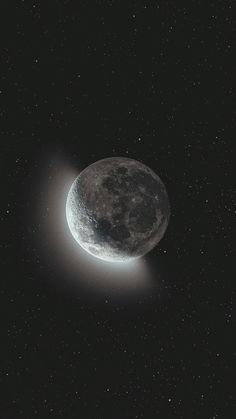 an artist's rendering of the moon and its shadow in the dark night sky