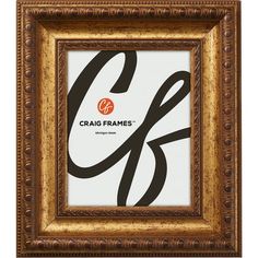 an ornate gold frame with the word crab frames in black and white lettering on it