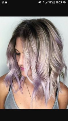 Champagne Blond, White Ombre Hair, Blonde Ombre Hair, Purple Balayage, Peekaboo Highlights, Ombre Blond, Peekaboo Hair, Ombre Hair Blonde, Lilac Hair