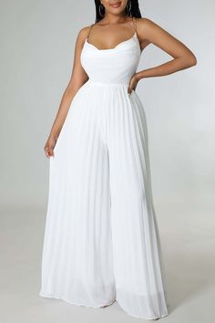 All White Birthday Outfit, White Party Outfits Women, All White Party Outfits Black Women, Ghana Trip, White Jumpsuit Formal, Plus Size White Jumpsuit, All White Jumpsuit, All White Dress