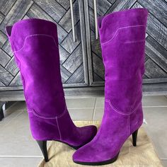 Sergio Rossi Purple Suede Leather Boots. Used Once. They’re Like New. Only One Small Dark Spot On One Shoe As You Can See In One Of The Pictures. Made In Italy, Size 37 Heel Height: 3-1/4” Comes With A Dust Bag Pictures Show Actual Items. Ship Within 24 Hours Contact Me If You Have Any Questions. Thank You! Sergio Rossi Shoes, Rossi Shoes, Suede Leather Boots, Purple Suede, Sergio Rossi, Shoes Heels Boots, Suede Leather, Shoes Women Heels, Leather Boots