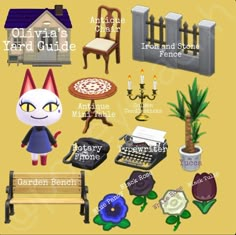 an image of various items that are in the game garden bench, table, and chair