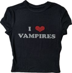 I Heart Vampires, Supernatural Vampire, Heart Tee Shirt, Emo Girl, Pretty Shirts, Y2k Summer, Shirt Y2k, Emo Girls, Mall Goth