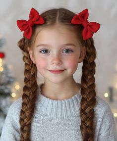 christmas hairstyles for kids Fun Christmas Hairstyles, Dutch Braid Headband, Christmas Hairstyles For Kids, Hairstyle For Kids, Christmas Hairstyle, Winter Hairstyle, Medium Length Blonde Hair, Easy Hairstyles For Kids, Side French Braids