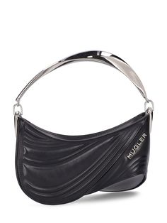 Height: 18cm Width: 24cm. Minimum strap drop: 60cm. Maximum strap drop: 95cm. Handle drop: 13cm. Adjustable strap. Single metal top handle. Top zip closure. Front logo detail. All over embossed pattern placement may vary Ski Accessories, Thierry Mugler, Crossbody Messenger Bag, Metal Logo, Flat Espadrilles, Metallic Logo, Leather Pouch, Lace Up Shoes, Cloth Bags