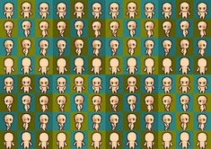 an image of many different skulls on blue and green background with the same pattern as it appears