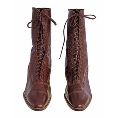 Vintage  Mahogany Leather High Lace Boots 1910 Sz 7N New In BOX Buster Brown - The Best Vintage Clothing
 - 2 Long Brown Leather Boots, Wood Heels, Victorian Boots, Buster Brown, Mahogany Brown, Boots Vintage, Shoes Vintage, Wood Heel, Box Making