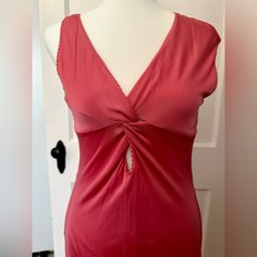 Vintage Versace Versus Dress. Bought In Italy. Never Worn, Size 6 Blush Pink, Jersey/Stretch Material, Asymmetrical Shoulder Design With Peephole At Chest. Fully Lined, Falls 42" Length From Shoulder. Dress Runs On The Smaller Size, Definitely Form Fitting. Great For Parties/Weddings. No Rips, Snags, Stains. Has Been In Garment Bag For 22 Years. Stretch Sleeveless Bias-cut Midi Dress, Stretch Sleeveless Bias Cut Midi Dress, Sleeveless Stretch Bias Cut Midi Dress, Summer Stretch Bias Cut Maxi Dress, Fitted Sleeveless Bias Cut Mini Dress, Chic Bias Cut V-neck Mini Dress, Pink V-neck Midi Dress With Bias Cut, Fitted V-neck Midi Dress With Bias Cut, Pink Bias Cut Midi Dress With V-neck