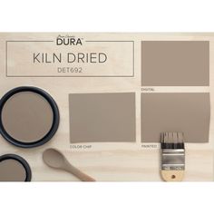 the paint colors are shown in shades of gray and brown, with two different brushes