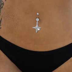 1PC Butterfly Belly Button Ring Surgical Steel Cross Navel Piercing Dangle Moon Belly Button Jewelry Steel Cross, Button Jewelry, Jewelry Women, Belly Button