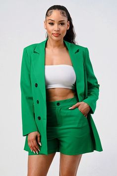 Classic high quality blazer sets 1ST CUT IS ALMOST FILLED. PLACE YOUR ORDER TO NOW TO GET 1ST BATCH. We added XL :) Miss Kelly, Biker Short, Shorts Co Ord, Blazer Set, Los Angeles Style, Beach Swimwear, Tailored Blazer, Blazer And Shorts, Breasted Blazer