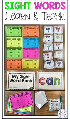 sight words learn and track with pictures