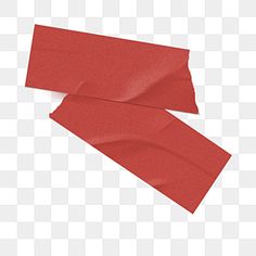 two pieces of red paper on a white background, with one piece torn off and the other