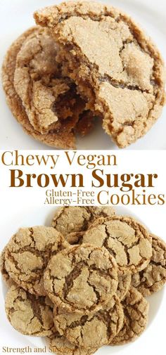 chewy vegan brown sugar cookies on a white plate