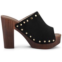 As you wear platform slide sandals, you need enough comfort. These stylish block-heel sandals have the high quality of the faux suede upper material with a unique design. They are not only fashion and comfortable but also durable. Occasion: Office, Interview, Party, Casual, Christmas Days, Evening. They are great for both going out and going to work. Platform Block Heels With Open Heel, Casual Platform Block Heels For Beach, Black Chunky Platform Clogs For Summer, Open Toe Platform Block Heels For Beach, Summer Clogs With Chunky Platform And Block Heel, High Heel Platform Clogs For Beach, High Heel Platform Beach Clogs, Black Open Toe Clogs With Chunky Platform, Trendy Open Toe Mules With Wooden Heel