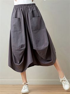 Description Product ID: DS2032380 Material: Cotton, Linen Pattern: Solid Color Season: Spring, Summer, Autumn Style: Casual, Fashion Occasion: Daily, Vacation, Street Package included: 1*Skirt Size Chart (Asian Size): Please allow 1-3 cm measured error. Tag Size Length Waist cm | inch cm | inch One Size 80cm | 31.4'' 60-110cm | 23.6''-43.2'' Summer Cotton Pleated Skirt, Baggy Cotton Knee-length Skirt, Baggy Knee-length Cotton Skirt, Summer Hip-length Skirt With Pockets, Casual Bottoms With Pockets And Irregular Shape, Baggy Knee-length Summer Skirt, Spring Skirt With Asymmetrical Hem And Pockets, Baggy Solid Skirt With Pockets, Baggy Skirt With Pockets