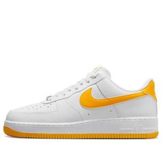 Nike Air Force 1 Low 'White University Gold' FJ4146-105 Nike Air Force 1 White Sports Shoes, Nike Air Force 1 White For Light Sports, Nike Air Force 1 In University Red For Streetwear, Nike Air Force 1 In University Red, Red Low-top Nike Air Force 1, Nike Air Force 1 Off White Yellow, Yellow Low-top Nike Air Force 1, American Bulldog Puppies, Limited Edition Sneakers