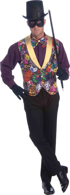 Forum Novelties Mardi Gras Vest & Bow Tie Costume Accessory - Costume Arena Carnival Outfit, Vest And Bow Tie, A Streetcar Named Desire, Colorful Vest