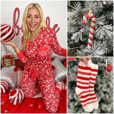 This adorable gift-set includes our exclusive candy cane pajama set, cozy socks and candy cane ornament. Our signature, pajamas fit true to soft. Jordann is wearing a medium. Made with our super soft, luxurious pajama fabric! XS: 0, Small: 2-4, Medium: 6-8, Large: 10-12, XL: 1-16, 2XL: 18-20 If you would like to order this without a monogram please check the "no monogram" box. Please make sure to enter the initials in the EXACT order that you would like them. Monograms are typically: First Name Monogram Box, Margaret Elizabeth, Scarf Blanket, Personalized Clothing, Candy Cane Ornament, Luxurious Lifestyle, Leopard Scarf, Love Jewelry, Monogram Jewelry