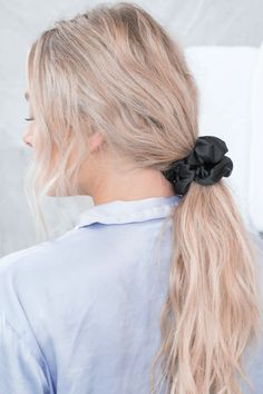 Sleek and satin black scrunchies, perfect for dressing up any look. Includes: (2) Casual Bun, Black Scrunchies, Black Scrunchie, Satin Scrunchies, Hair Rubber Bands, Sleek Ponytail, Favorite Hairstyles, Black Set, Satin Material