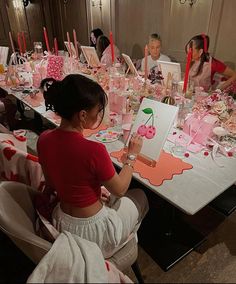 Activities For Galantines, Hosting Parties Aesthetic, Galentines Party Photoshoot, B Day Activities, Pyjama Party Aesthetic, Cabin Birthday Party Ideas, Adult Sleepover Party, 13th Birthday Party Ideas For Girls 13, Galentines Tablescape