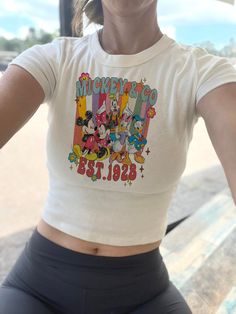 Mickey and Co Baby Tee Disneyland Crop Tank Mickey and - Etsy Disney Crop Tops Outfit, Disney Baby Tee, Europe Fits, Disney Outfits Women, Disney Tee, Disney World Outfits