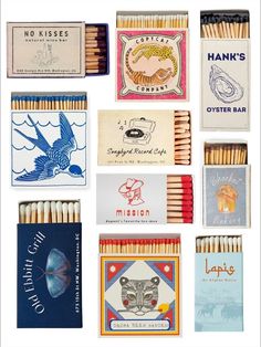 an assortment of matches are shown in this image