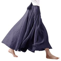 Pale rose, beige, black, deep red, denim blue, light gray, navy, sky blue, and watermelon red for choosing. Double layer, bohemian style, high waist, flowy, solid color design make you more charming. This Nlife women maxi skirt is designed with linen blend material, leisure, loose fit style to flatter your figure. It is always a good choice for spring and summer, during work, vacation, date, or casual. Size: One Size 95cm.  Gender: female.  Age Group: adult. Goth Costume, Long Maxi Skirt, Vintage Bohemian Style, Maxi Skirt Dress, Pleated Maxi Skirt, Skirt For Women, Bohemian Beach, Long Maxi Skirts, Skirt Fits