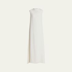 THE ROW "Loic" gown in silk High neckline Sleeveless Shift silhouette Full length Hidden closure Silk Made in Italy Sleeveless Wedding Gown With Side Slits, Elegant White Silk Sleeveless Dress, Chic Sleeveless Silk Gown, Sleeveless Dress With Side Slits For Wedding, Sleeveless Wedding Dress With Side Slits, Sleeveless Maxi Dress With Side Slits For Daywear, Sleeveless Evening Dress With Side Slits, Sleeveless Silk Dress With Side Slits, Sleeveless Silk Maxi Dress With Bias Cut