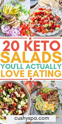 20 keto salads you'll actually love eating with the title overlay