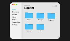 an image of a screen with the text recent on it and several folders in different colors