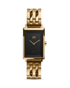 Mvmt Signature Square Mason Watch, 18mm x 24mm Masonic Watches, Mvmt Watches, Classic Jewelry Pieces, Classic Jewelry, Gold Hands, Square Watch, Gold Case, Women's Watch, Sport Watches