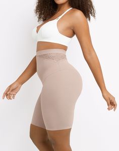 SLEEK AND SMOOTH, FROM BRA TO THIGH Maidenform firm-control high-waist thigh slimmer helps you achieve the sleek hourglass shape you want with a silhouette that slims and holds from under your bra to mid-thigh. Targeting your tummy, waist, rear, and thighs all at once, this next-level shapewear uses its power mesh lining to provide firm control and a smooth look all around. And it does so with amazing comfort, including super soft Cool Comfort® fabric that wicks moisture away from your skin to k Playtex Bras, Thigh Slimmer, Bali Bras, Slim Shapewear, Comfy Sweats, Hourglass Shape, Hello Gorgeous, Wicks, Bra Sizes