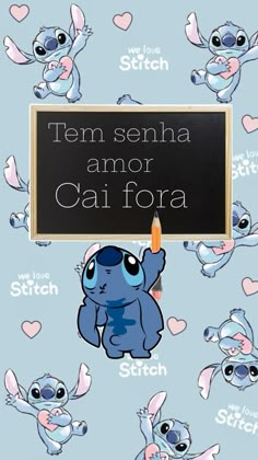 an image of stitch and stitch characters with the words,'tem sehna am