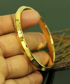 Buy Punjabi Sikh Solid Silver Handmade Gold Polished Baby Bangle Online in India - Etsy Gents Hand Kada Gold, Sardarji Kada Gold, Gents Bangle Gold, Mens Kada Design Gold Indian, Mens Bangles Gold For Men, Gents Gold Kada Design, Baby Kada Gold, Gents Bracelet Gold Indian