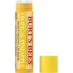 Keep your lips happy and hydrated with Beeswax, Shea Butter and Vitamin E. Burts Bees Tropical Pineapple Beeswax Lip Balm is a hydrating, tint-free lip balm that treats your lips to silky smoothness anytime. Burts Bees Moisturizing Lip Balms nourish and make your lips feel luxurious. Infused with powerful fruit extracts and Beeswax to richly moisturize and soften lips, the nourishing oils and butters will make your lips feel happy and healthy. With a matte finish and moisturizing balm texture, t Burt's Bees Lip Balm, Burts Bees Lip Balm, Burts Bees Lip, Vanilla Lip Balm, Beeswax Lip Balm, Soften Lips, Flavored Lip Balm, Smooth Lips, Peppermint Oil