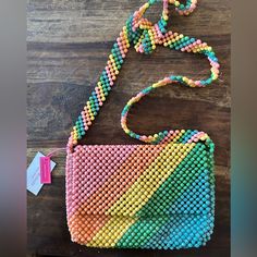 Super Cute And Sassy Isaac Mizrahi Beaded Rainbow Crossbody Bag. Pink, Orange, Yellow,Green And Blue Beads. #Rainbow #Pride She’s Compact: Approximate Measurements: 12”W 8” T Strap Is 24” Long More Or Less. Summer Pink Beaded Bag, Multicolor Beaded Pouch Bag, Multicolor Beaded Bags For Summer, Multicolor Summer Bags With Colorful Beads, Summer Pink Beaded Shoulder Bag, Summer Multicolor Beaded Bag, Multicolor Beaded Crossbody Shoulder Bag, Pink Beaded Shoulder Bag, Rectangular Summer Bags With Colorful Beads