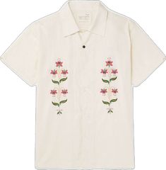 Multicolor Embroidered Cotton Shirt, Traditional Tops With Relaxed Fit And Camp Collar, Cotton Shirt With Floral Embroidery And Relaxed Fit, Traditional Relaxed Fit Cotton Shirt, Traditional Cotton Shirt With Multicolor Embroidery, Traditional Cotton Tops With Tonal Embroidery, Cotton Shirt With Floral Embroidery And Camp Collar, Traditional Fit Cotton Tops For Spring, Traditional Relaxed Fit Shirt For Spring