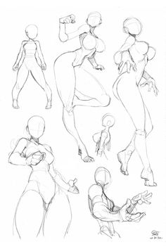 some sketches of different poses and body shapes