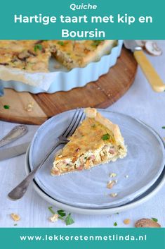 a piece of quiche sitting on top of a plate next to a knife and fork