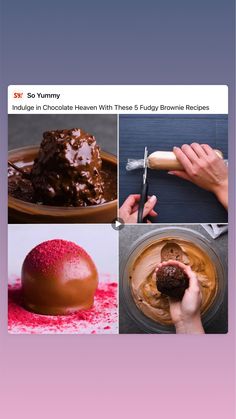 an instagram page with pictures of chocolate desserts