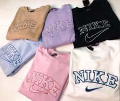 Vintage Nike Sweatshirts, Nike Fits, Nike Hoodies, Clothes Embroidery Diy, Nike Sweaters, Embroidery On Clothes