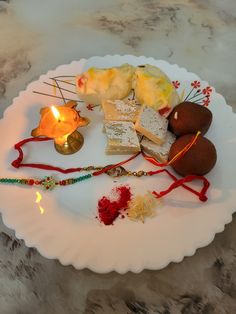 a white plate topped with different types of food